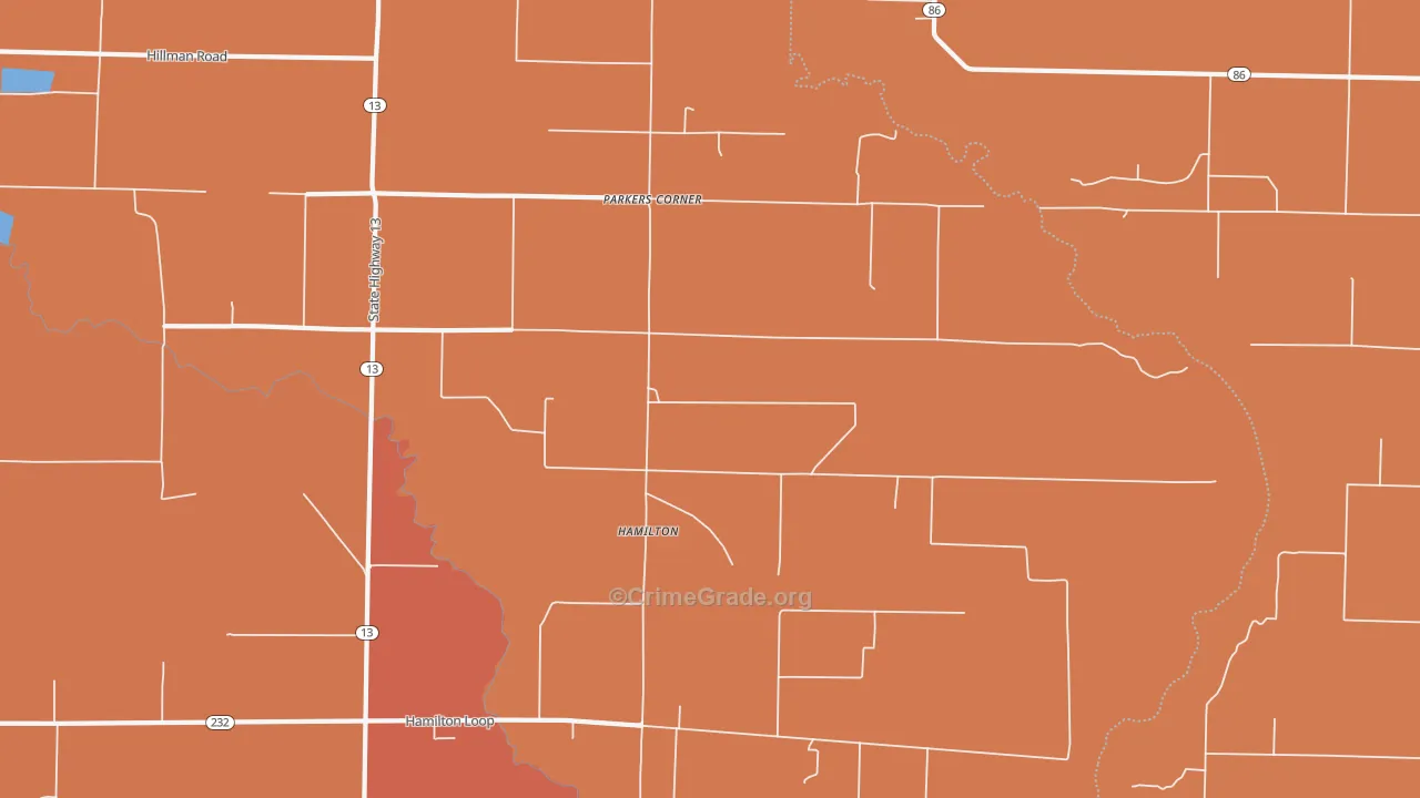 Hamilton, AR Map of Murder Rates