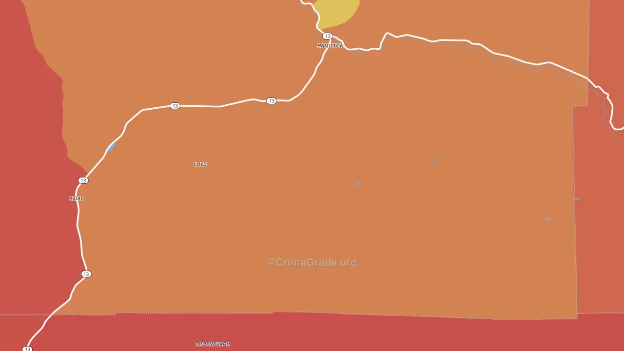 Hamilton, CO Map of Murder Rates