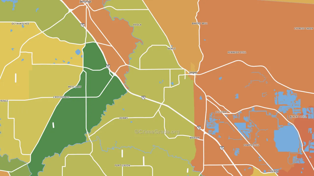 Hamilton County, FL Map of Murder Rates