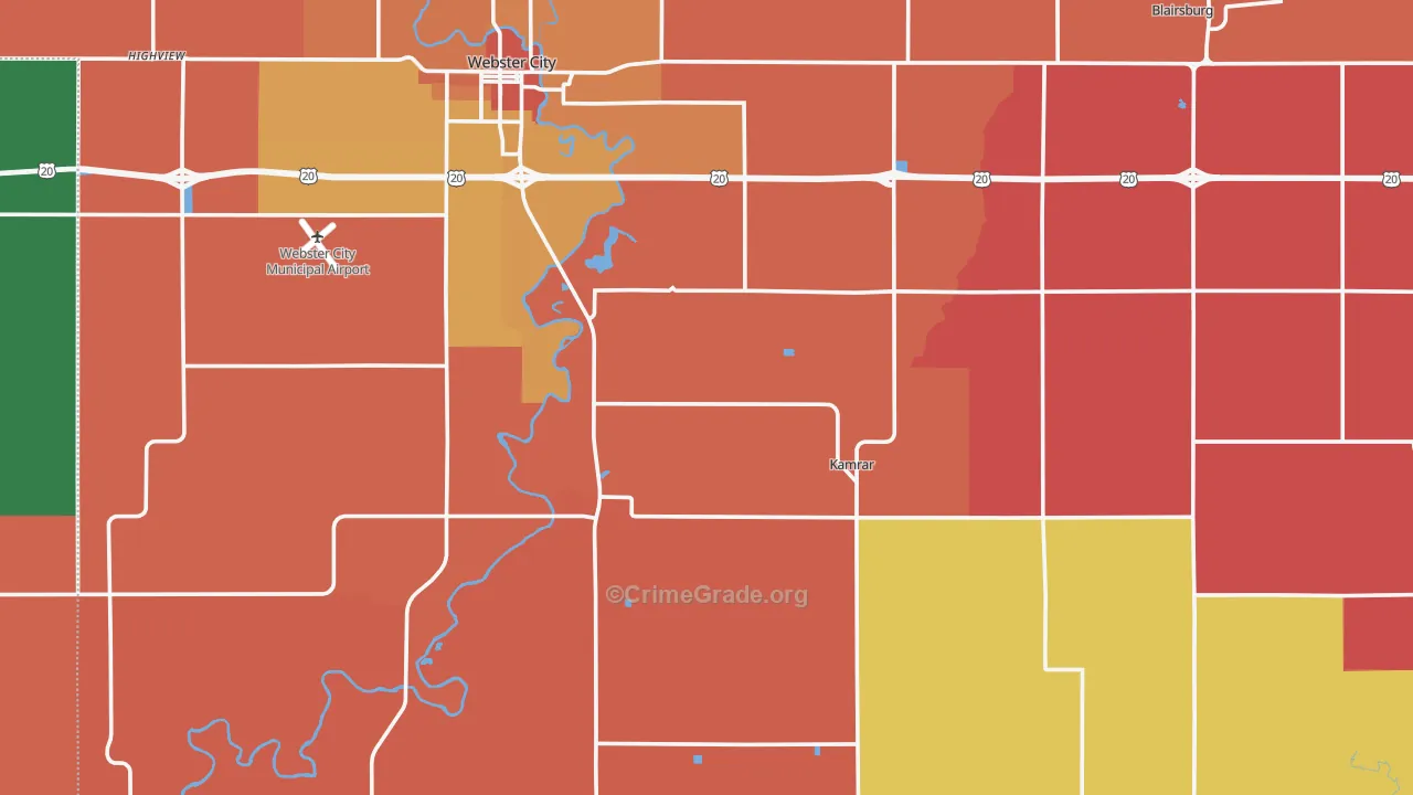 Hamilton County, IA Map of Murder Rates