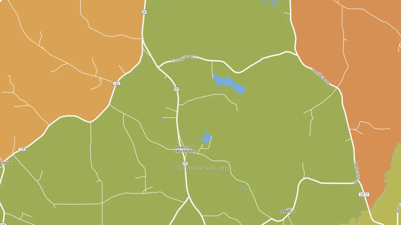 Hamilton Crossroads, AL Map of Murder Rates