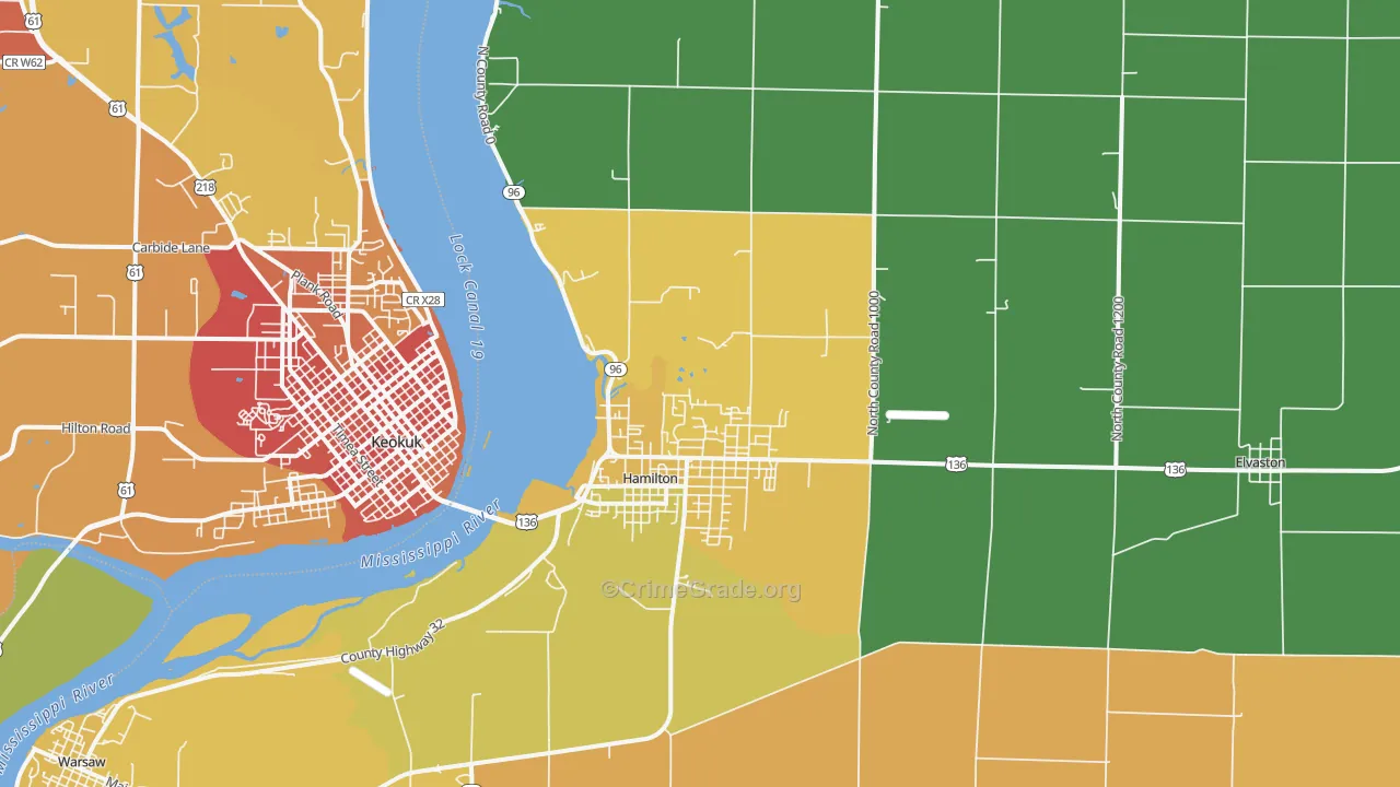 Hamilton, IL Map of Murder Rates