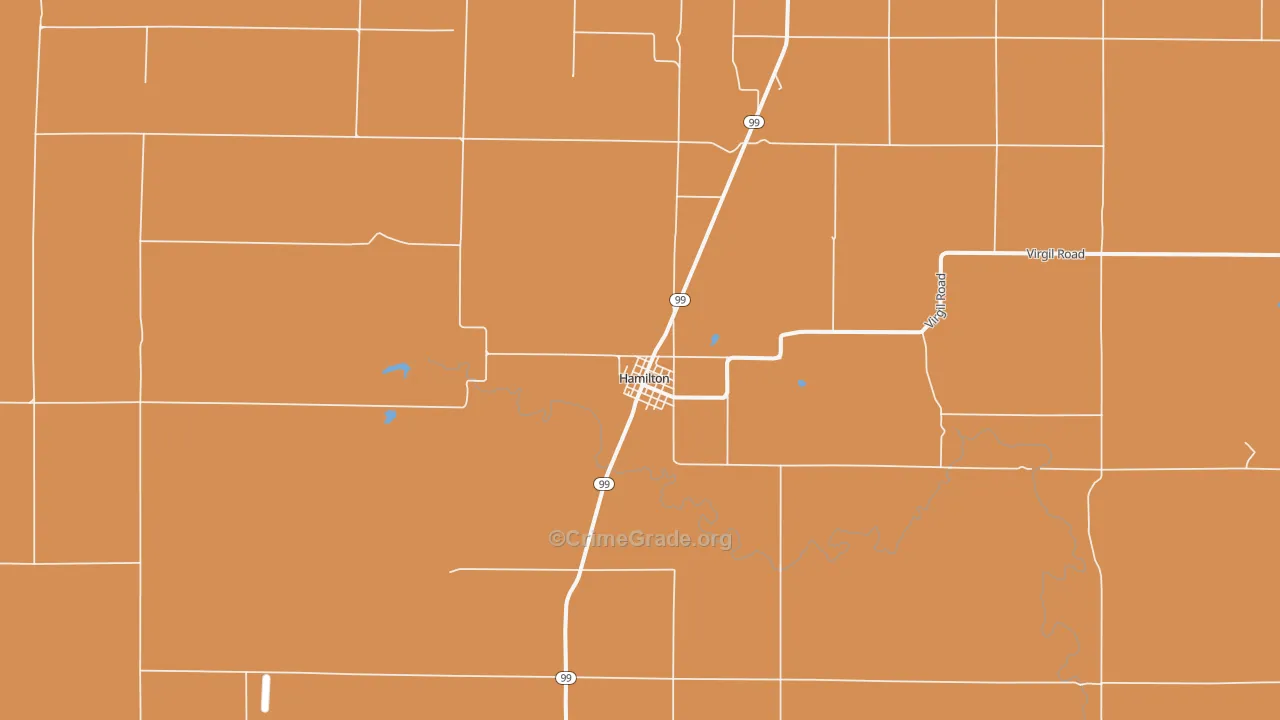 Hamilton, KS Map of Murder Rates