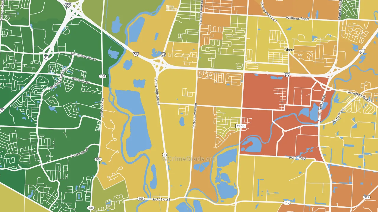 Hamilton Meadows, OH Map of Murder Rates