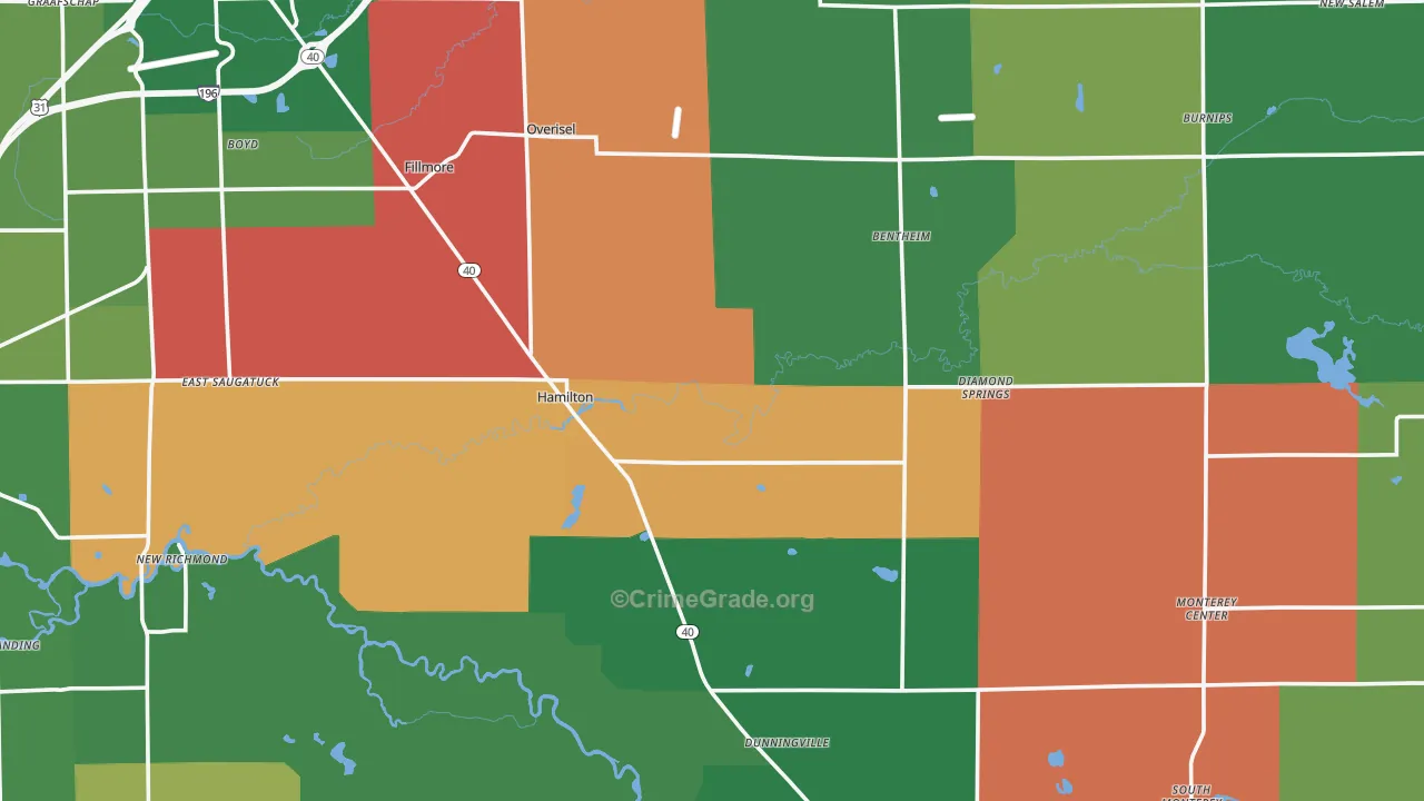 Hamilton, MI Map of Murder Rates