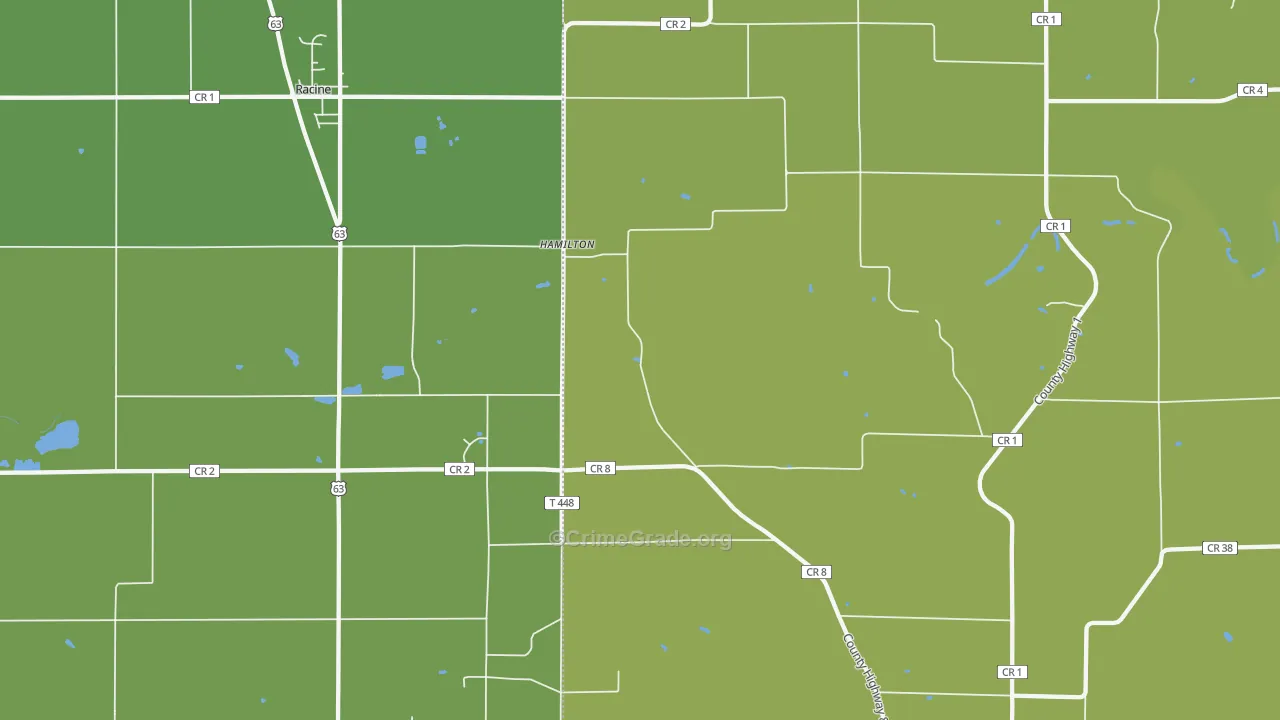 Hamilton, MN Map of Murder Rates