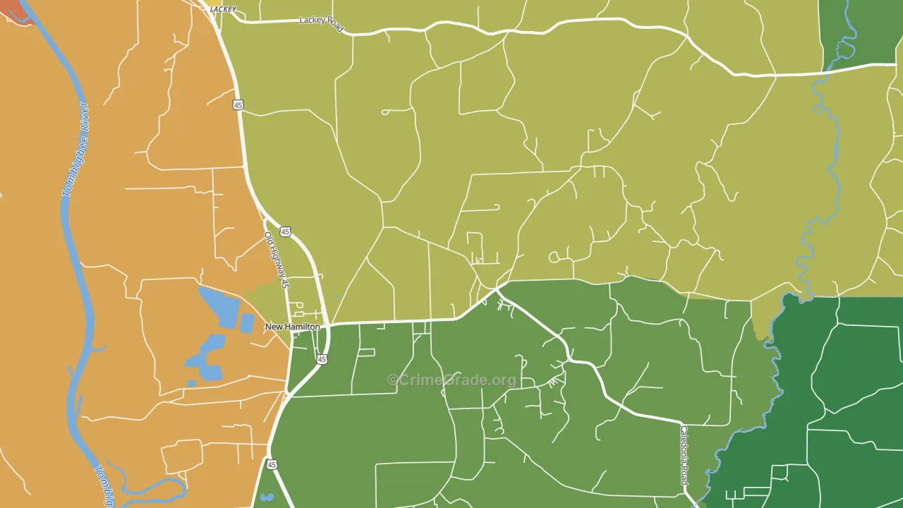 Hamilton, MS Map of Murder Rates