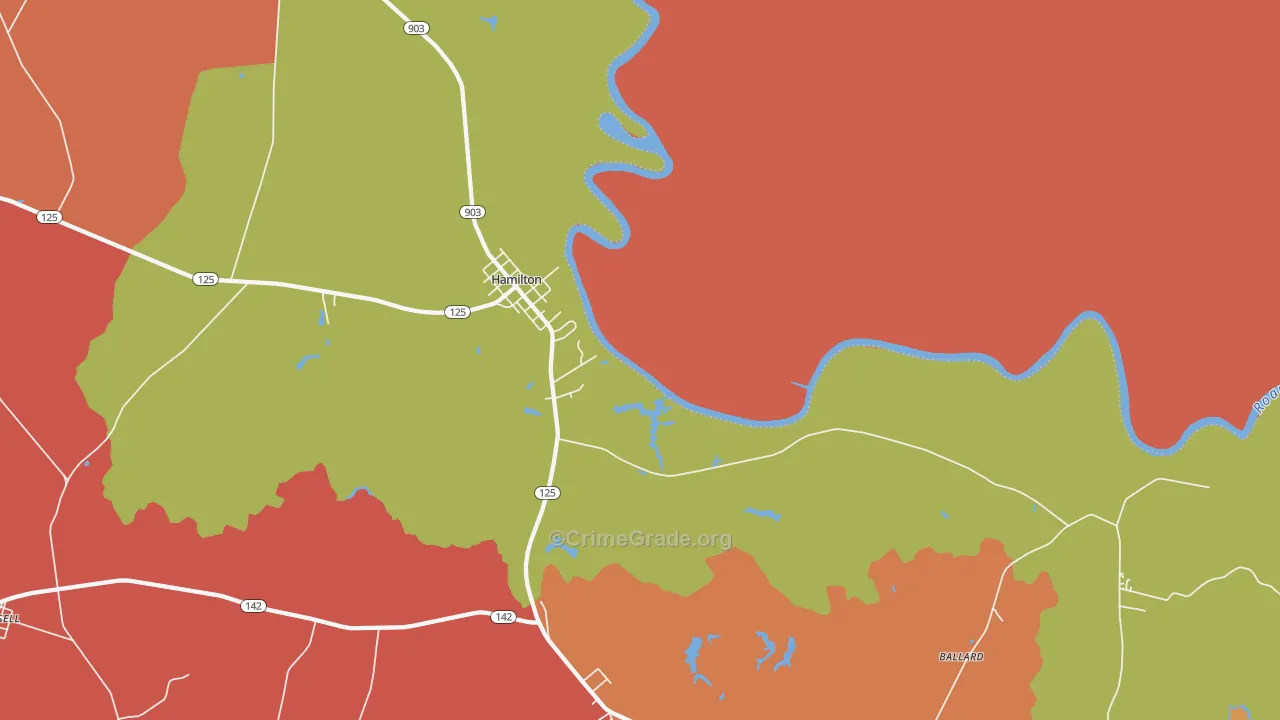 Hamilton, NC Map of Murder Rates