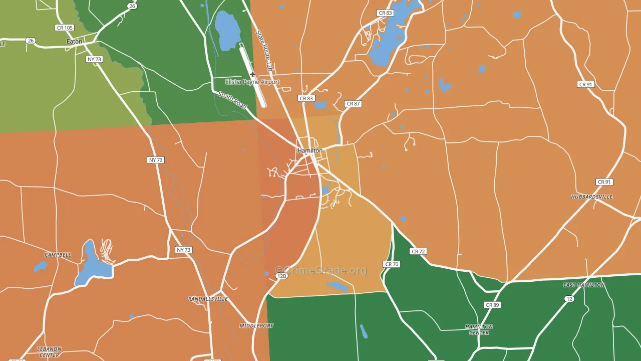 Hamilton, NY Map of Murder Rates