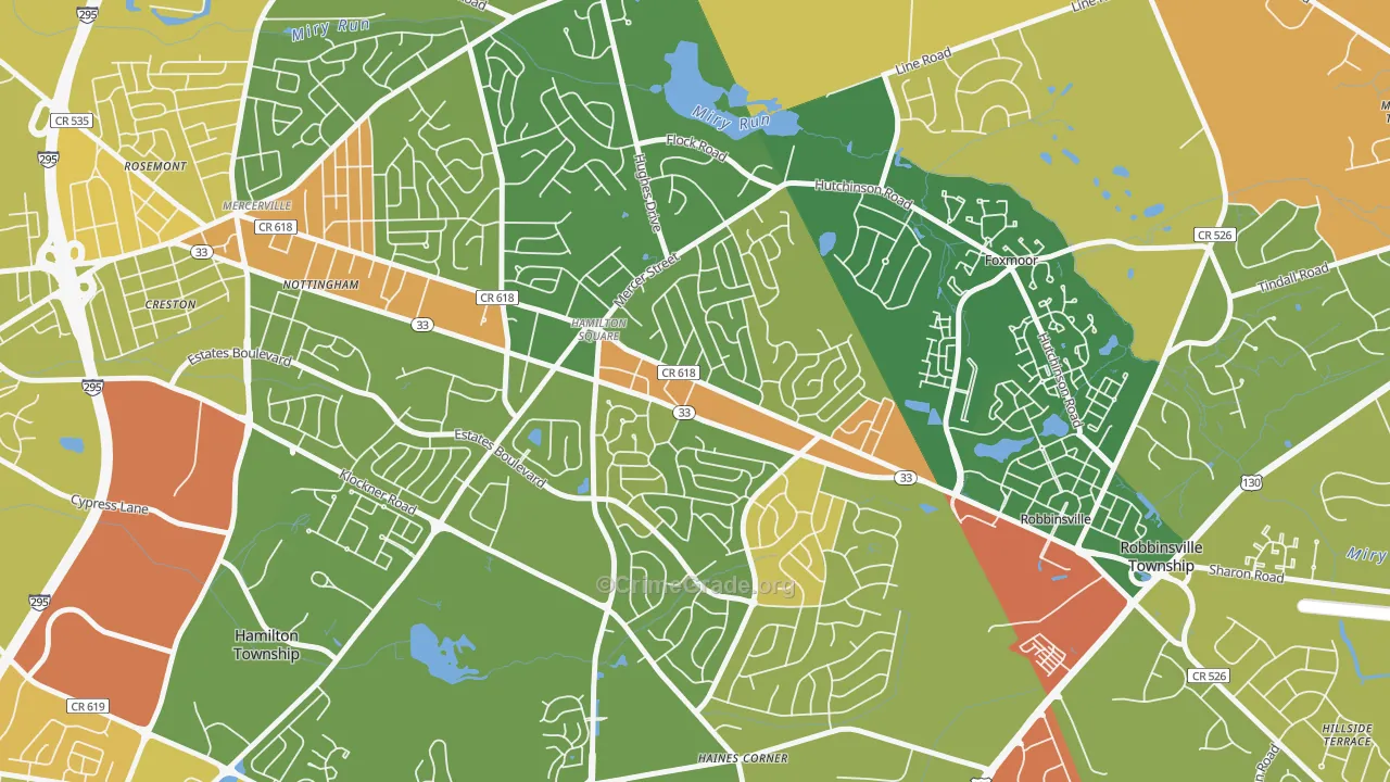 Hamilton Square, NJ Map of Murder Rates