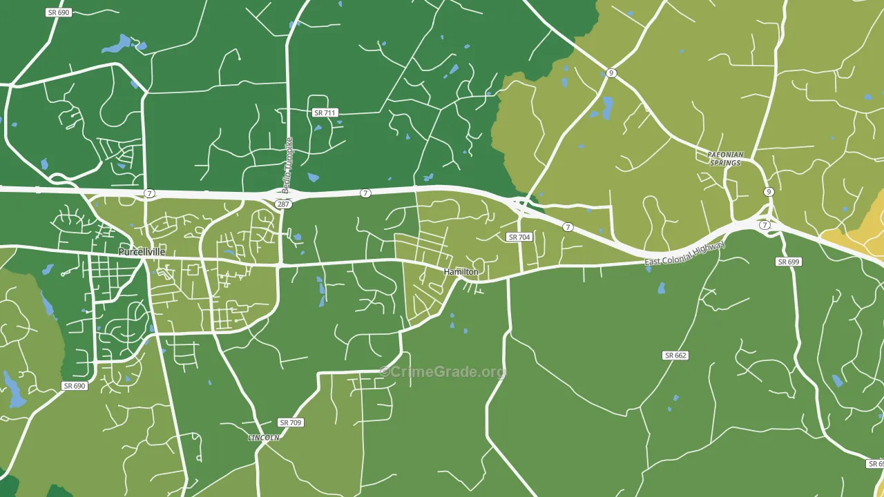 Hamilton, VA Map of Murder Rates