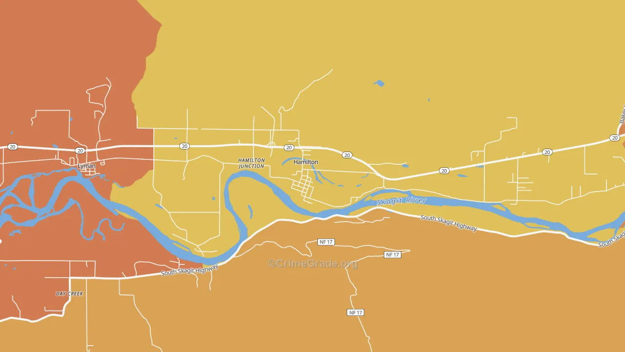 Hamilton, WA Map of Murder Rates