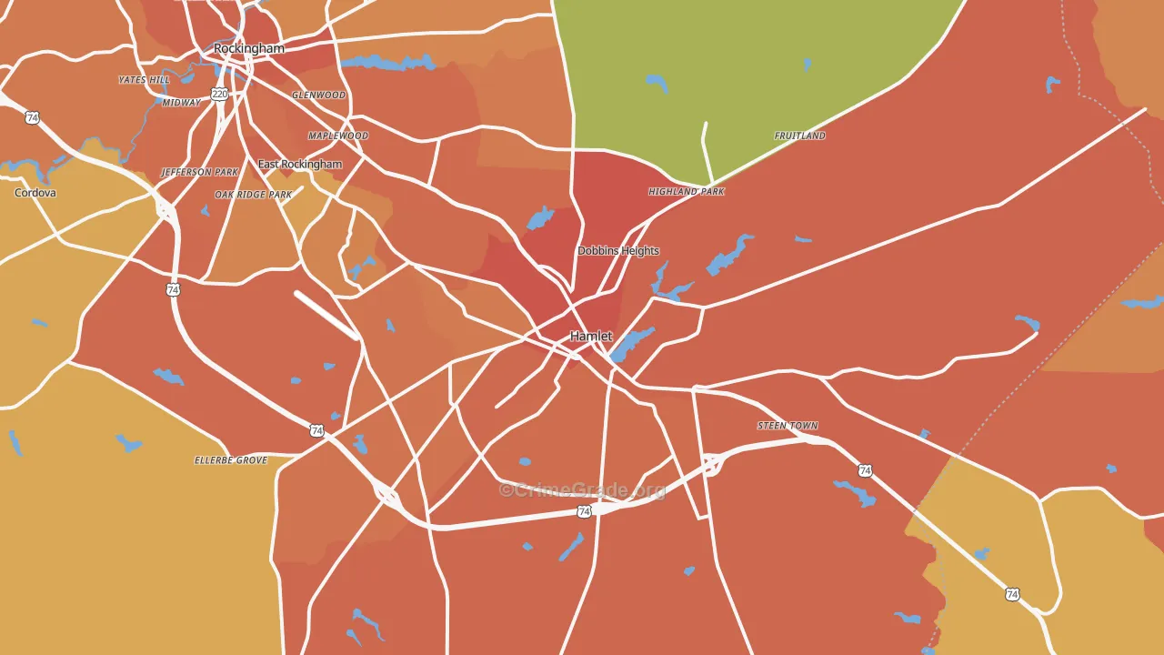 Hamlet, NC Map of Murder Rates