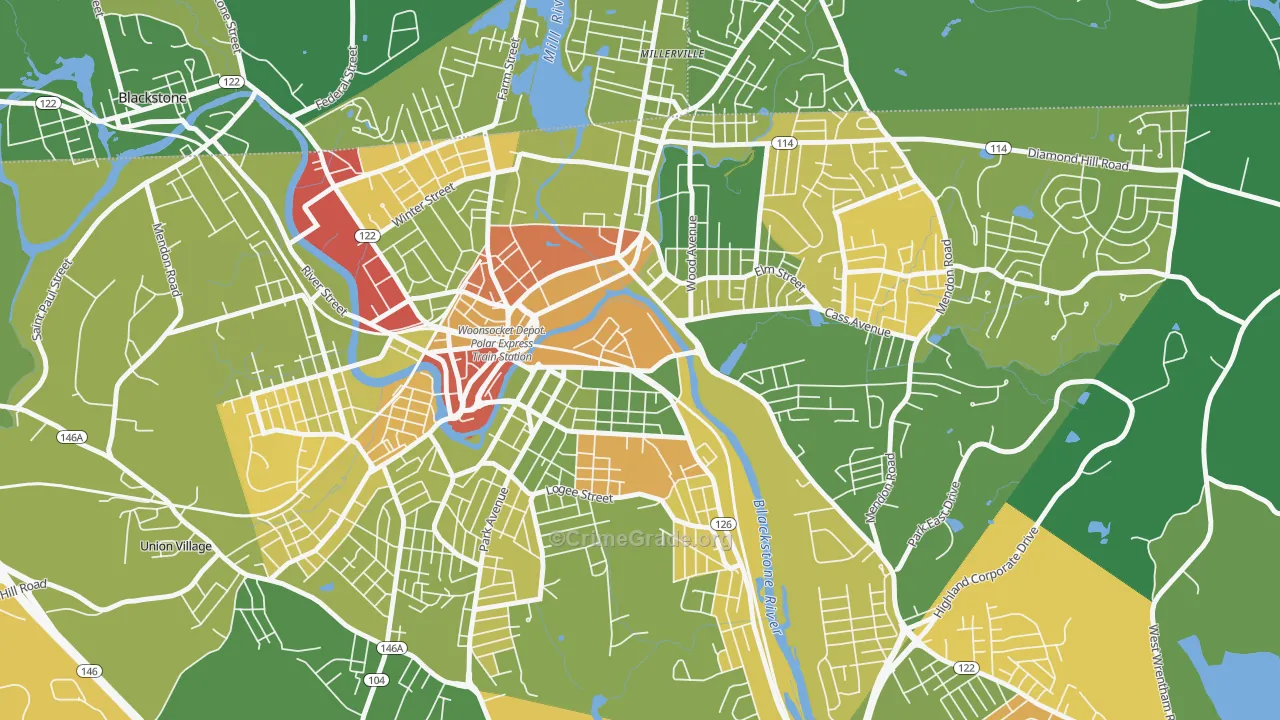 Hamlet, Woonsocket, RI Map of Murder Rates