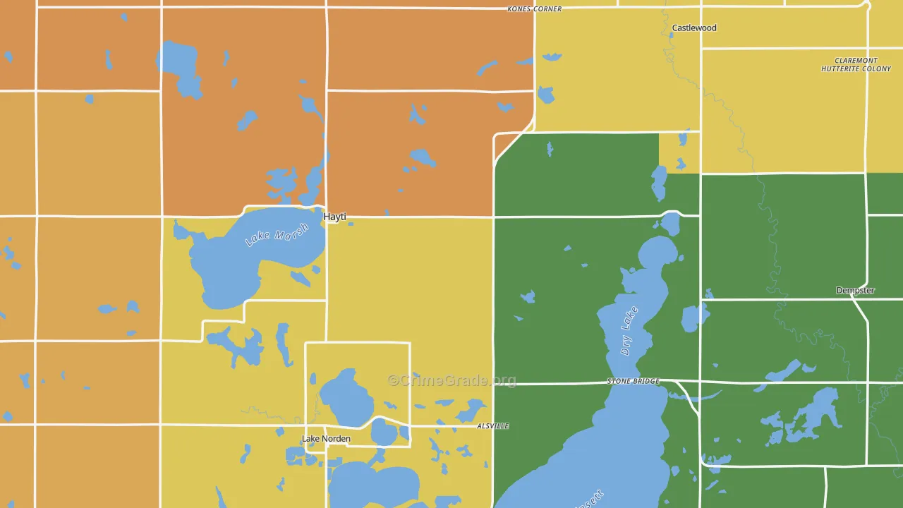 Hamlin County, SD Map of Murder Rates