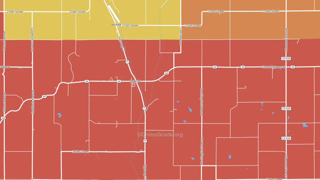 Hamlin, IA Map of Murder Rates