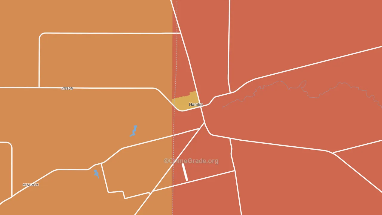 Hamlin, TX Map of Murder Rates