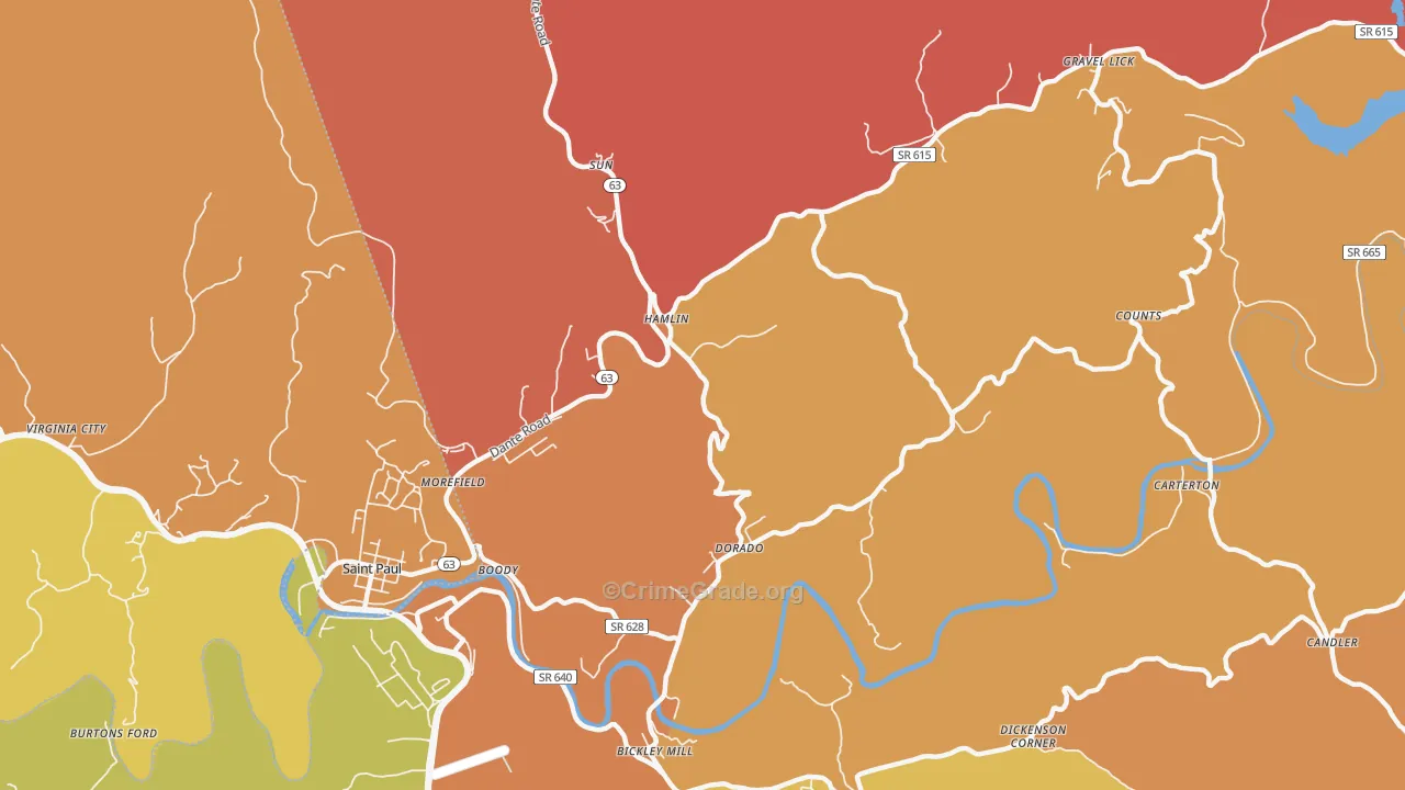 Hamlin, VA Map of Murder Rates