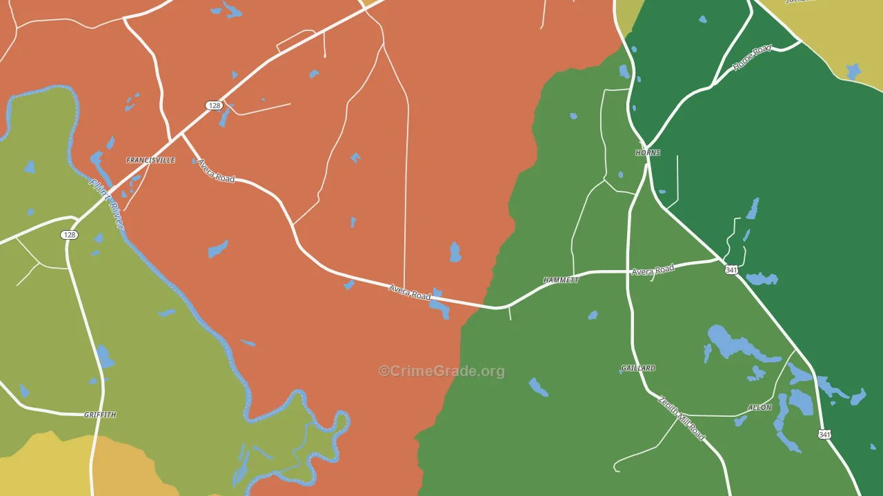 Hammett, GA Map of Murder Rates