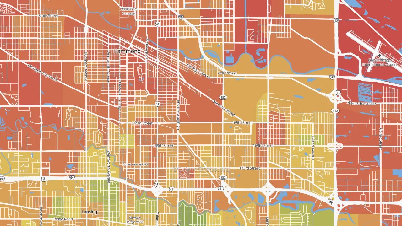 Hammond, IN Map of Murder Rates