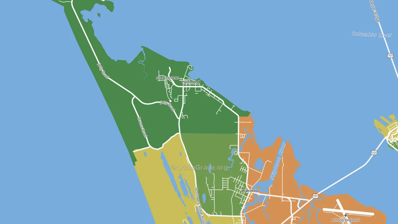 Hammond, OR Map of Murder Rates