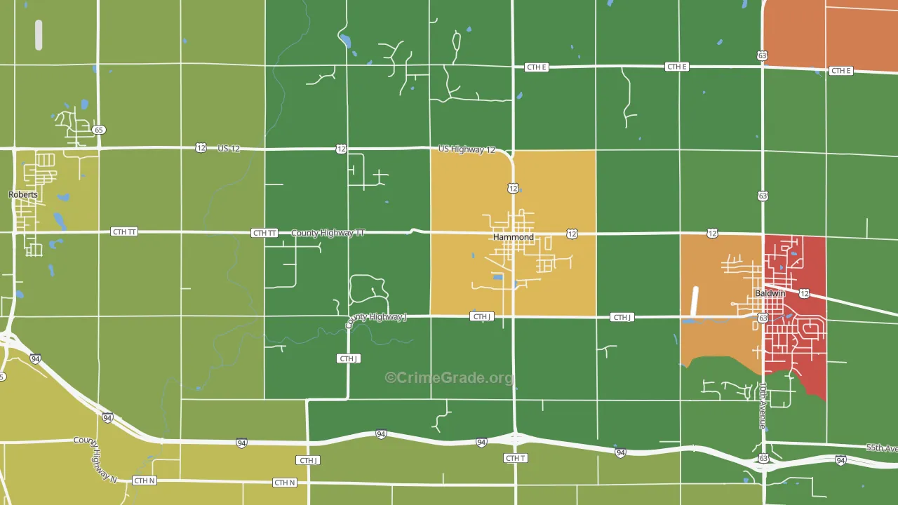 Hammond, WI Map of Murder Rates