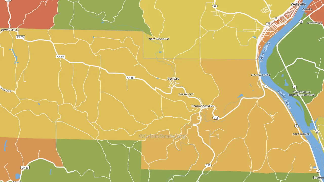Hammondsville, OH Map of Murder Rates