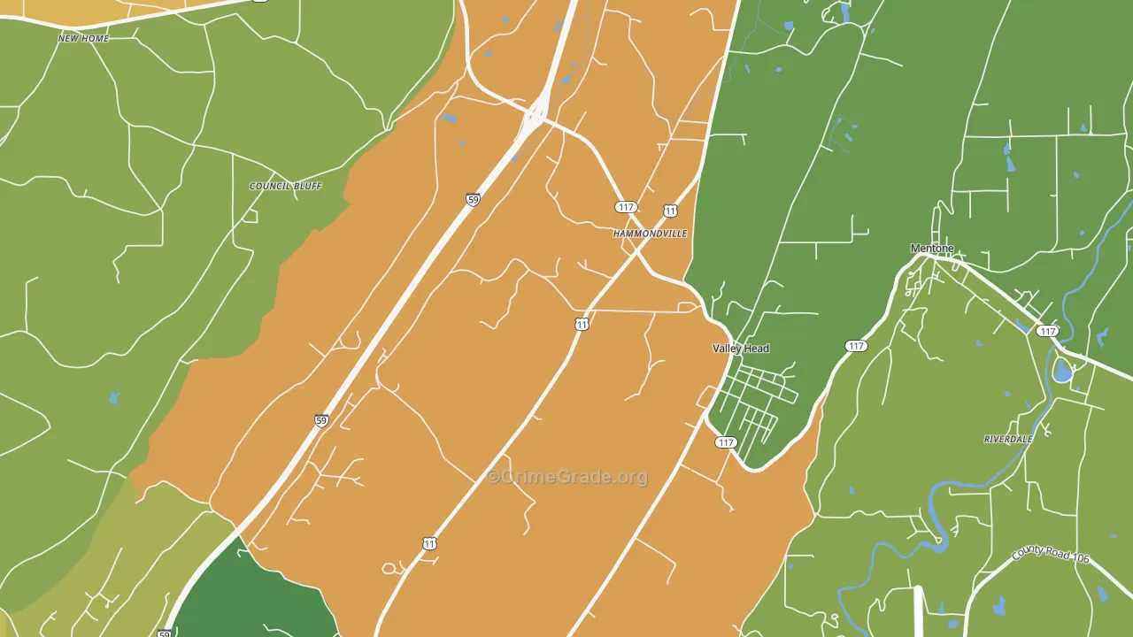 Hammondville, AL Map of Murder Rates