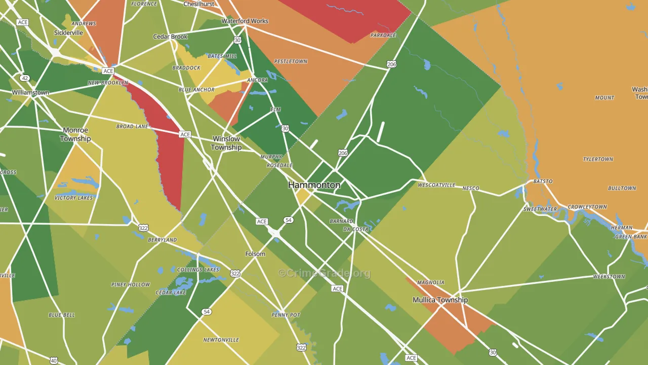 Hammonton, NJ Map of Murder Rates