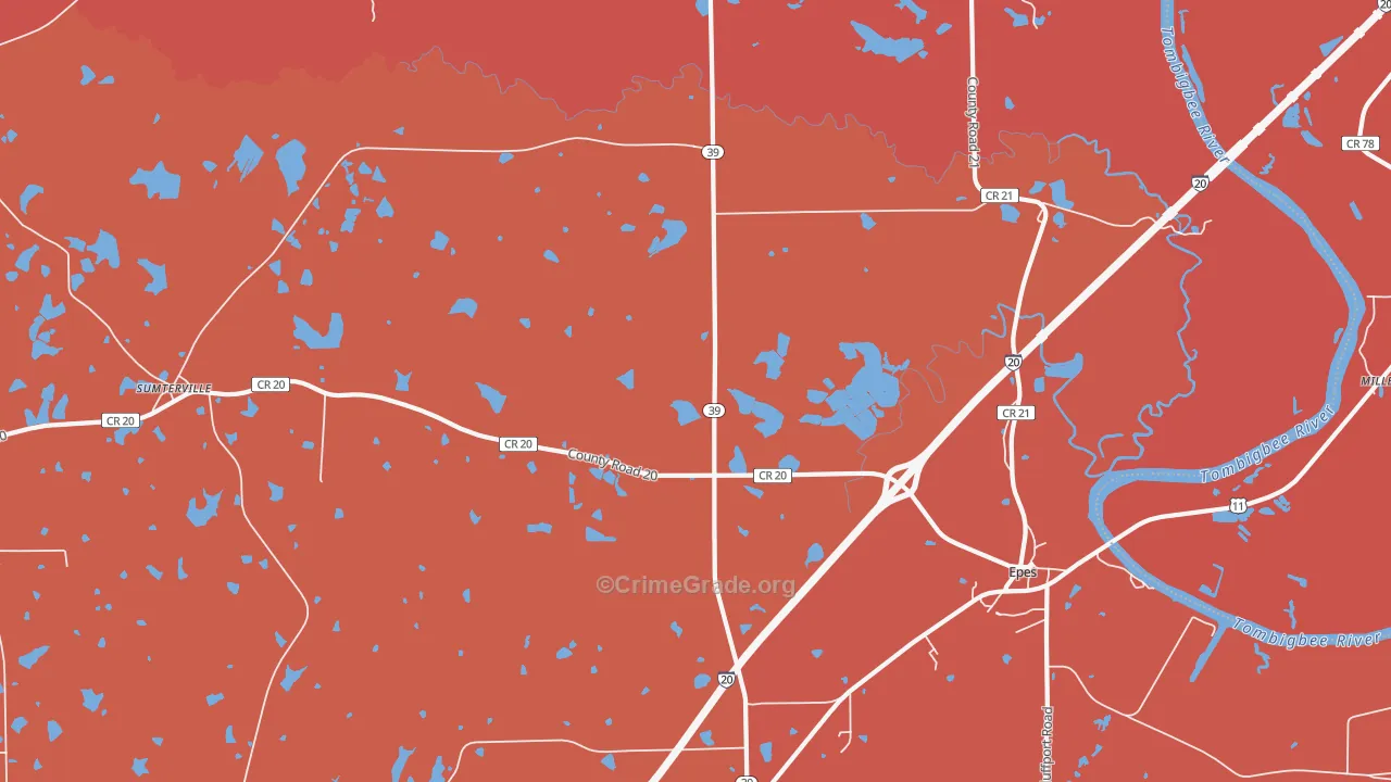 Hamner, AL Map of Murder Rates