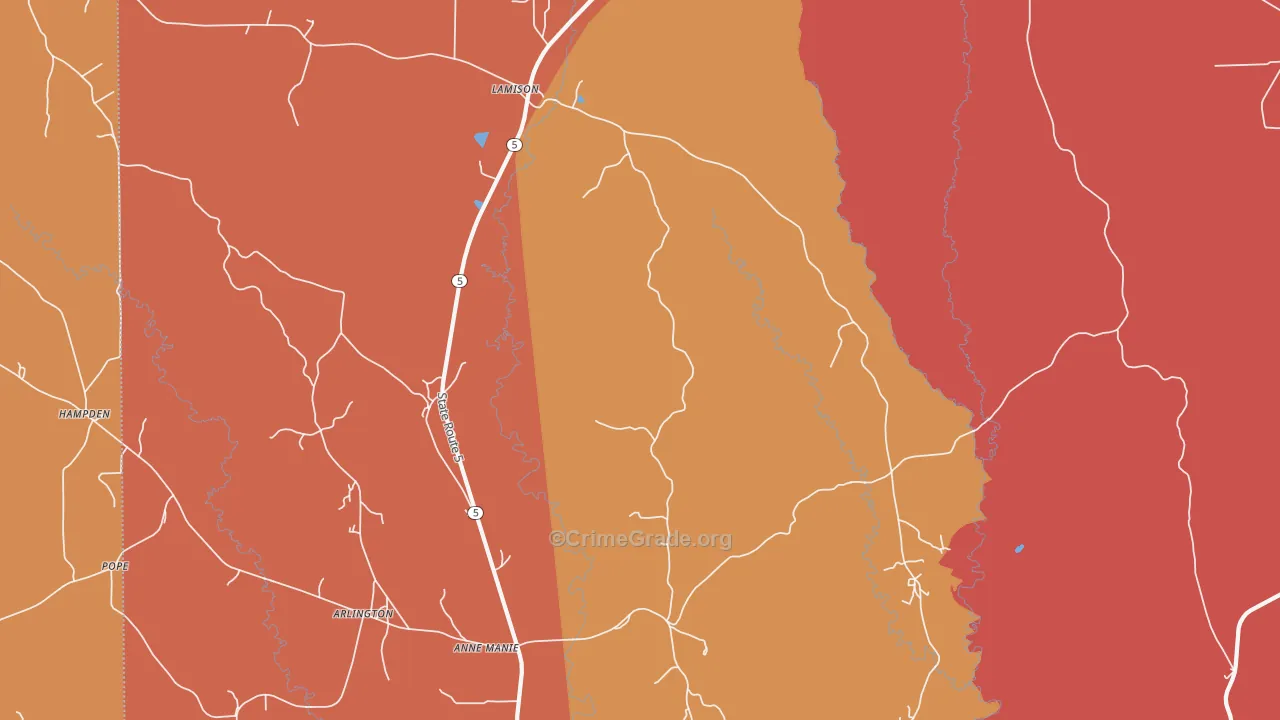 Hampden, AL Map of Murder Rates