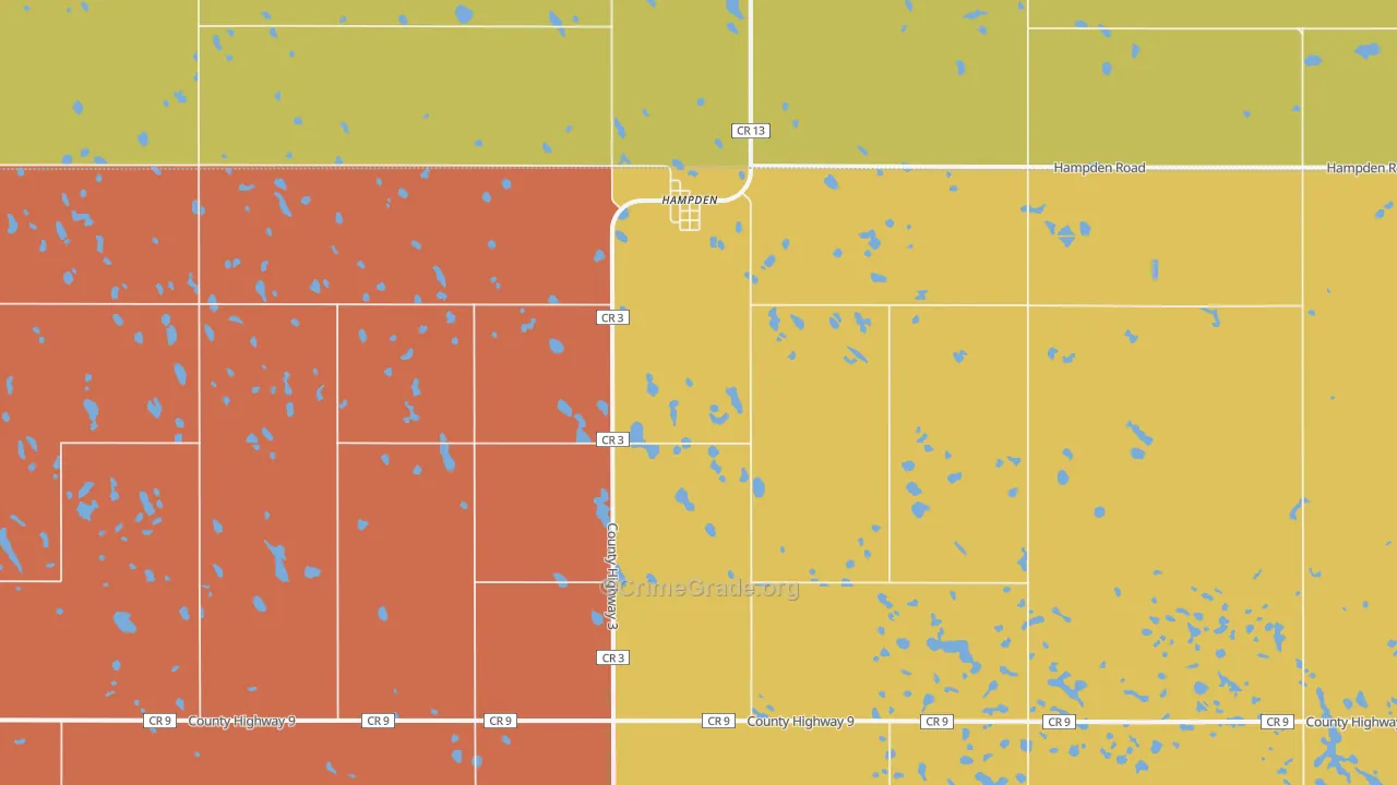 Hampden, ND Map of Murder Rates