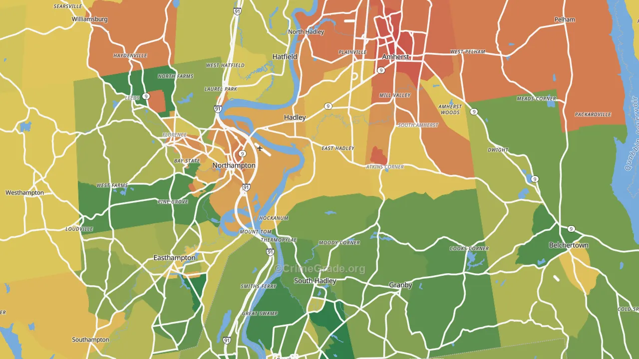 Hampshire County, MA Map of Murder Rates