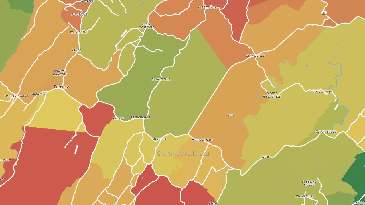 Hampshire County, WV Map of Murder Rates