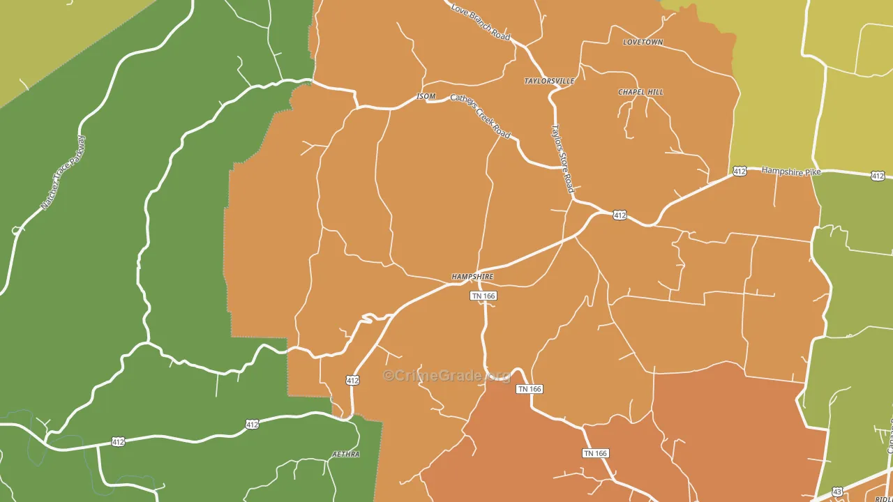 Hampshire, TN Map of Murder Rates
