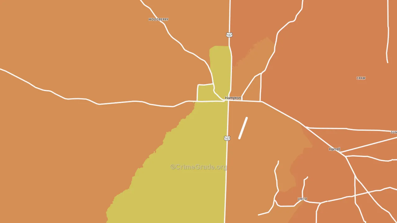 Hampton, AR Map of Murder Rates