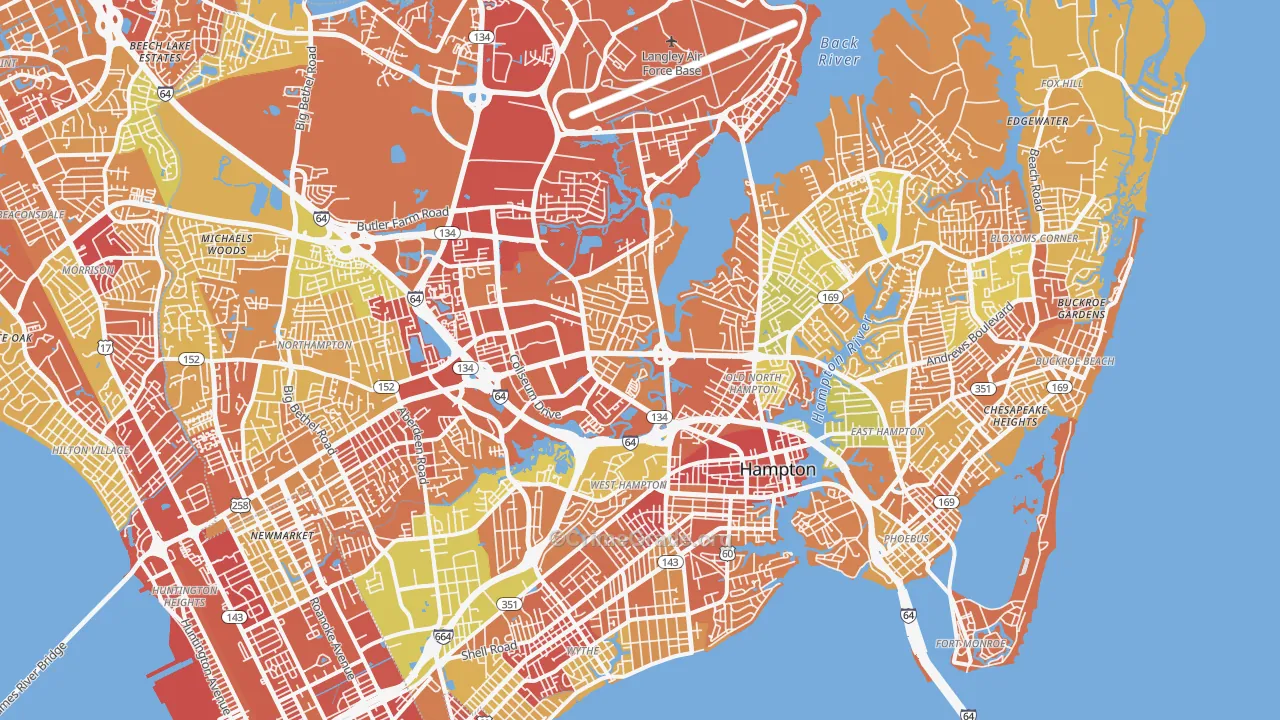 Hampton City, VA Map of Murder Rates