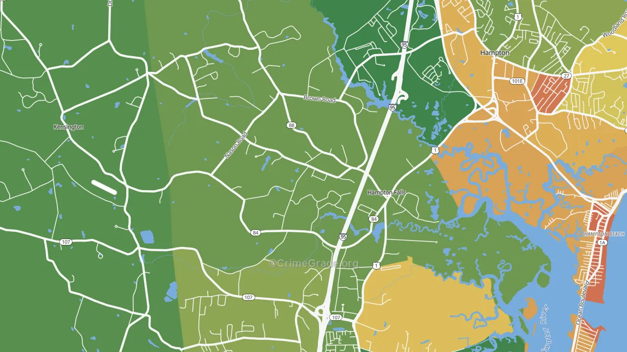 Hampton Falls, NH Map of Murder Rates