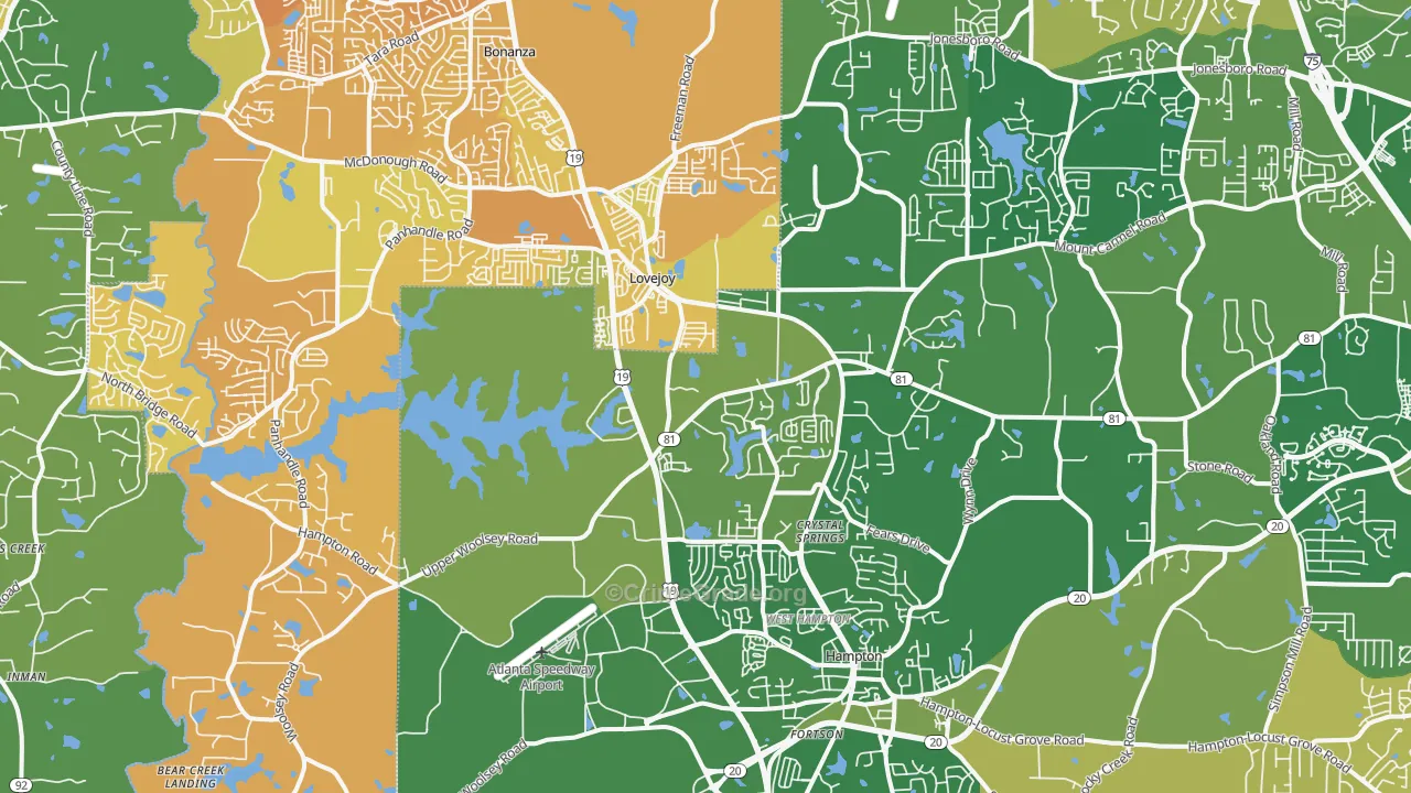 Hampton, GA Map of Murder Rates