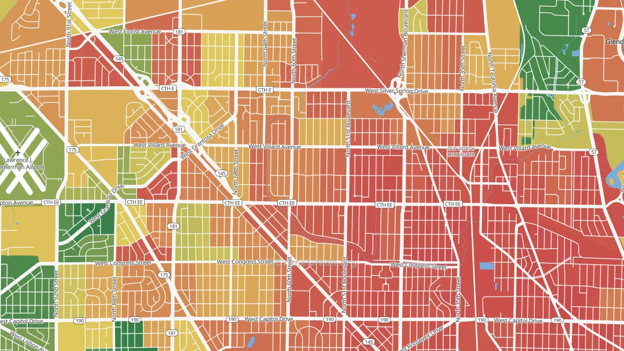 Hampton Heights, Milwaukee, WI Map of Murder Rates