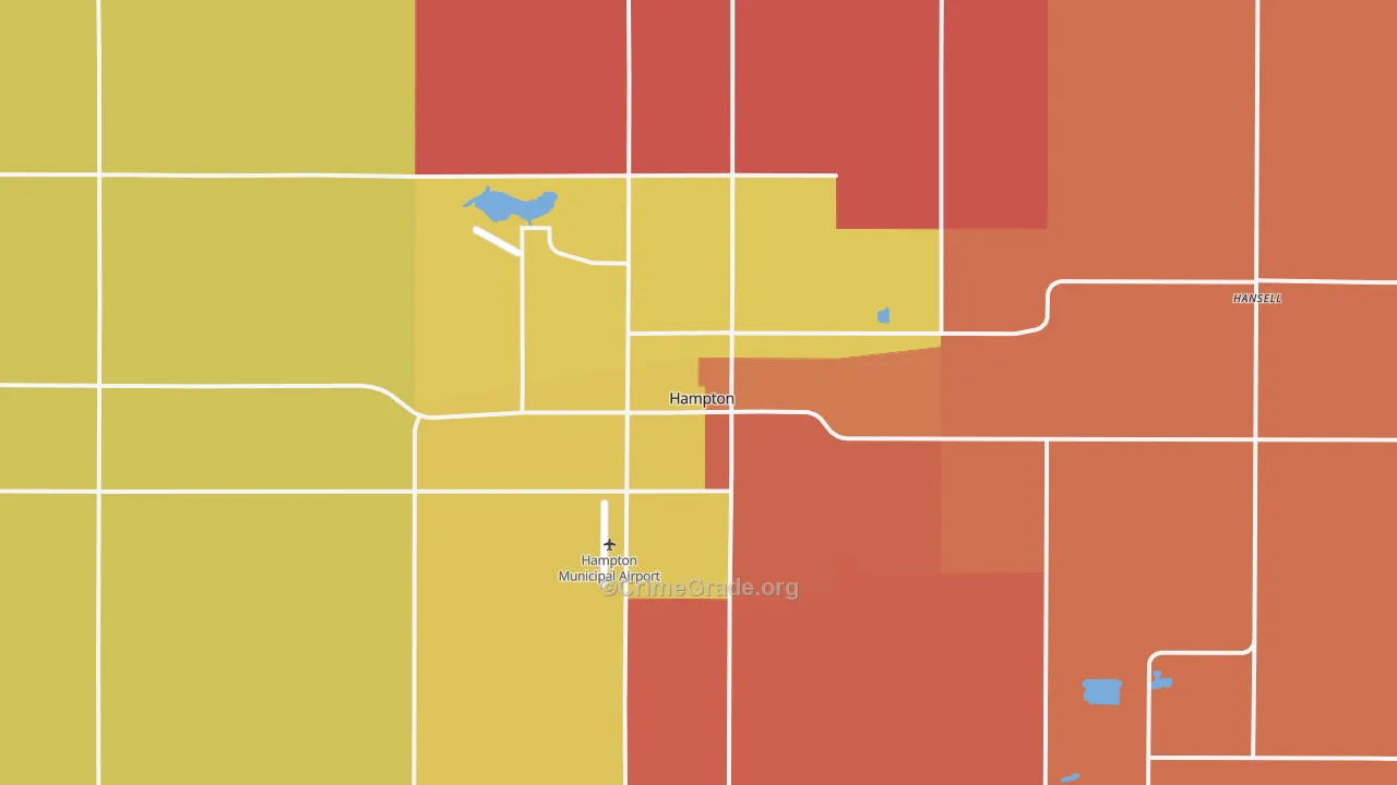 Hampton, IA Map of Murder Rates