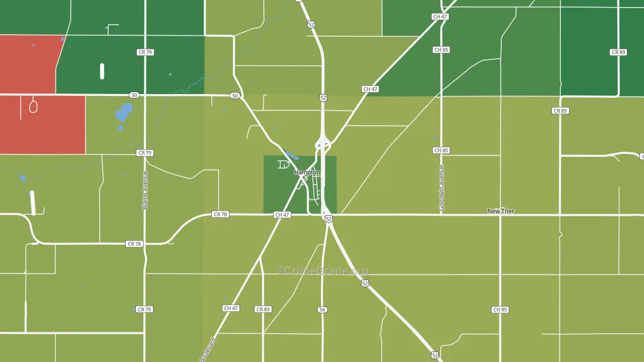 Hampton, MN Map of Murder Rates