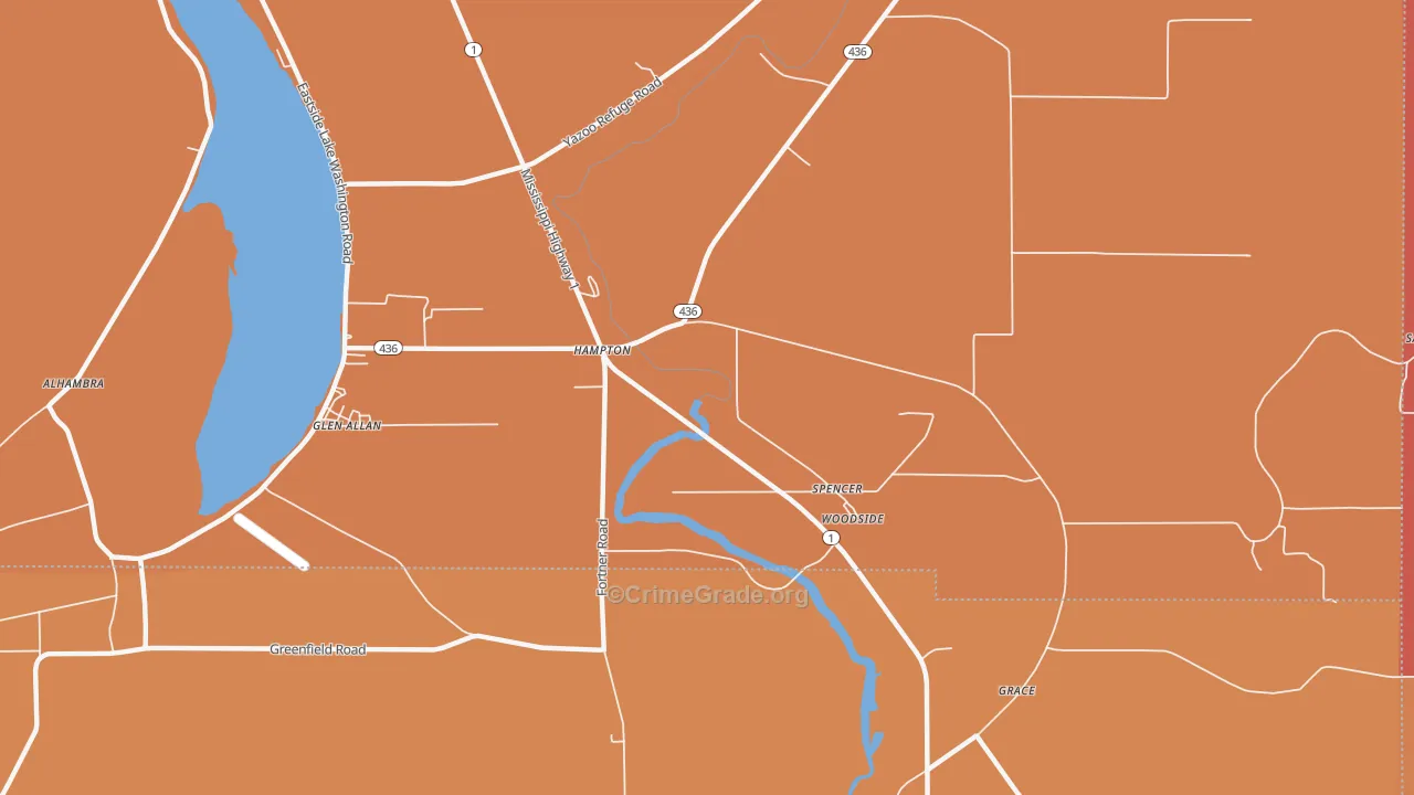 Hampton, MS Map of Murder Rates