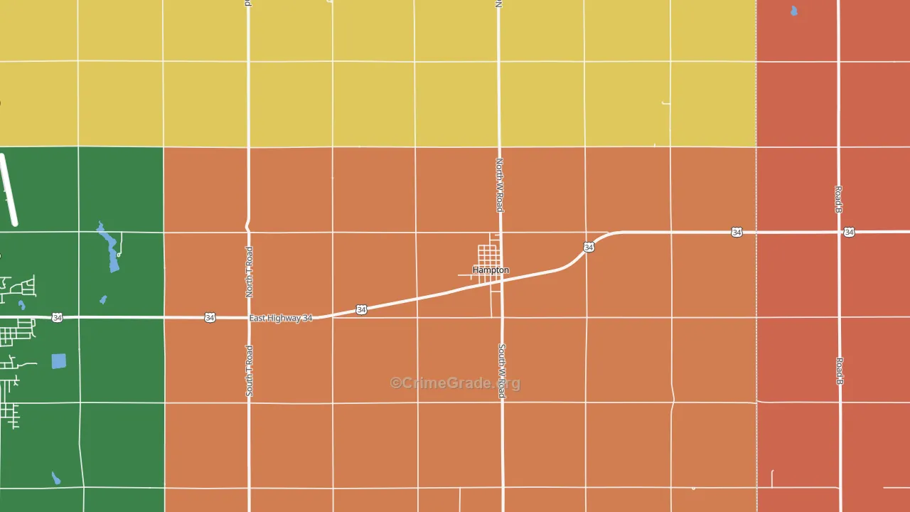 Hampton, NE Map of Murder Rates