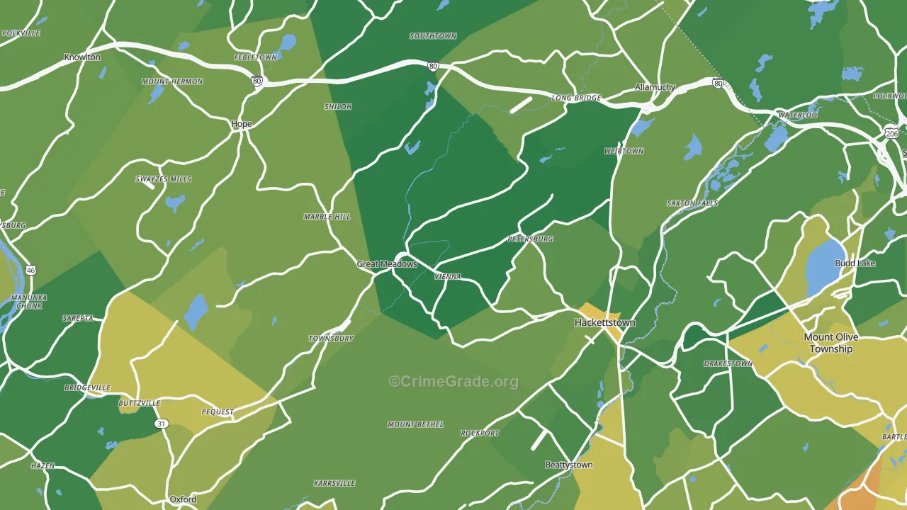 Hampton, NJ Map of Murder Rates