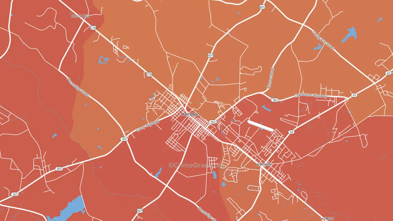 Hampton, SC Map of Murder Rates