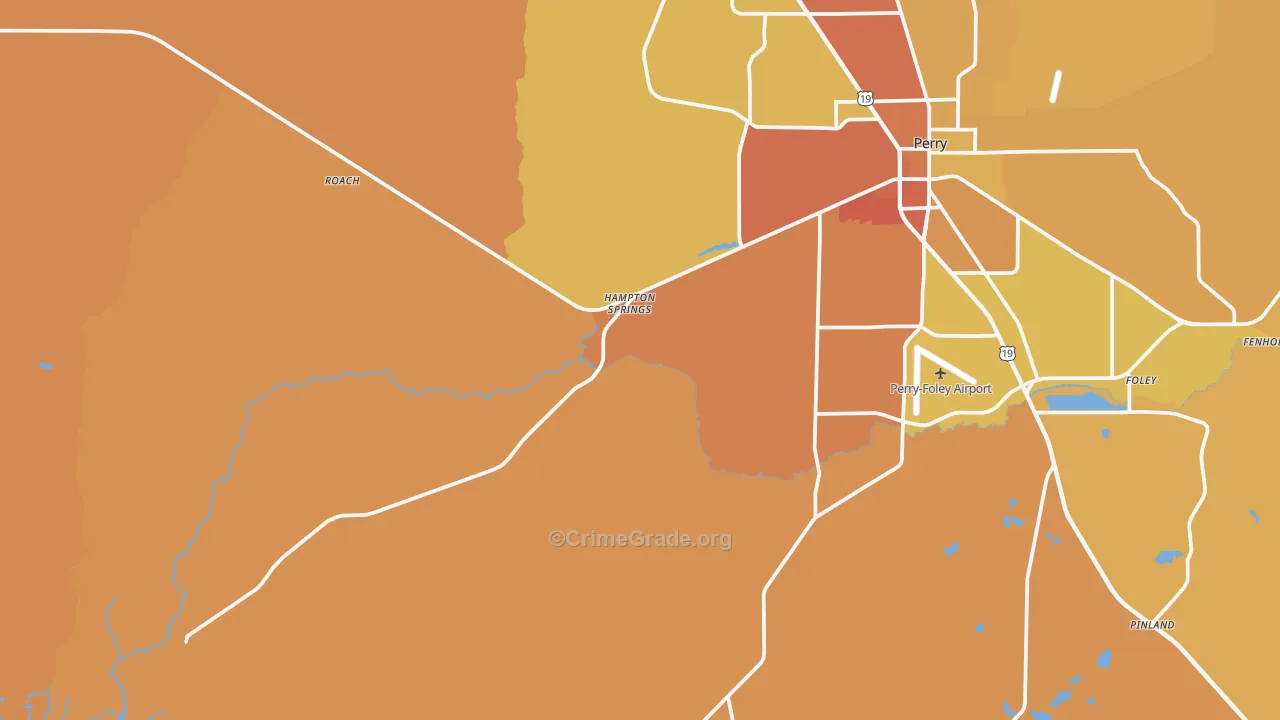 Hampton Springs, FL Map of Murder Rates