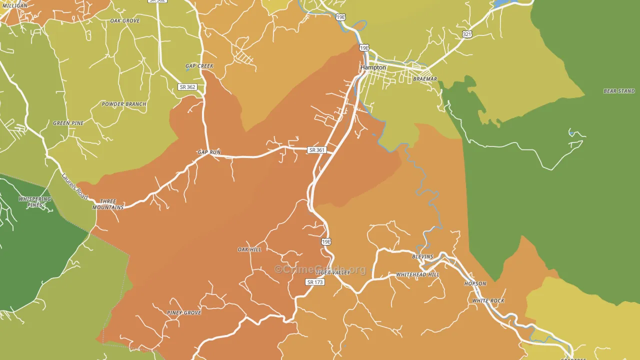 Hampton, TN Map of Murder Rates