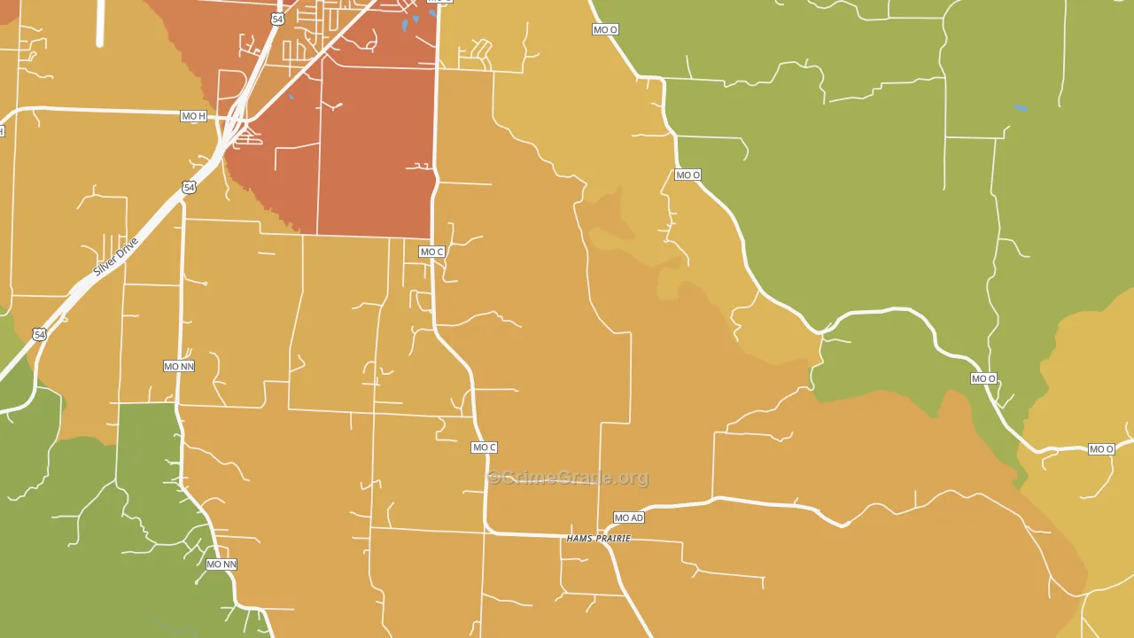 Hams Prairie, MO Map of Murder Rates