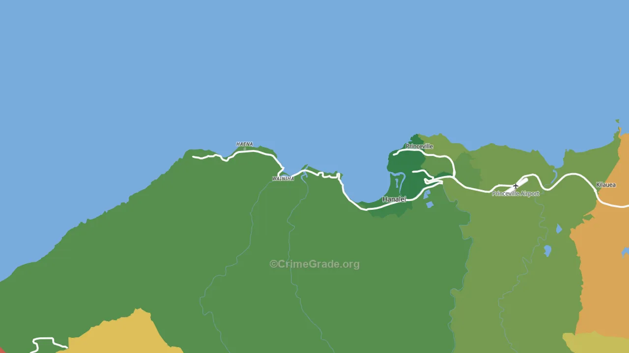 Hanalei, HI Map of Murder Rates